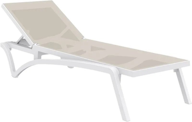 Leżak Aquaviva Pacific, biały z szaro-brązowym