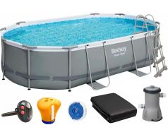 Basen stelażowy Bestway 56448 Power Steel (488х305х107 cm) z filtrem wkładowym, drabinką, pokrywą, termometrem i dozownikiem w zestawie