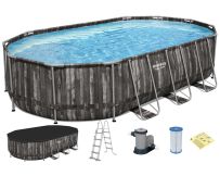 Basen stelażowy Bestway Wood Style 5611R (610х366х122 cm) z filtrem wkładowym, drabinką i pokrywą