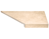 Narożny element typu L płytki basenowej brzegowej Aquaviva Dusk Cream, 600x345x50 (20) mm (prawy/45°)
