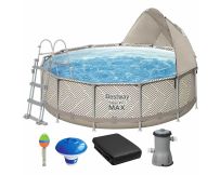 Basen stelażowy Bestway 561FY (396x107 cm) z filtrem wkładowym, drabinką, pokrywą, daszkiem, termometrem i dozownikiem w zestawie