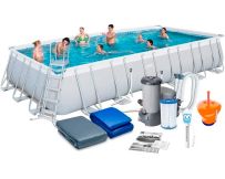 Basen stelażowy Bestway 56474 (732x366x132 cm) z filtrem wkładowym, drabinką, pokrywą, termometrem i dozownikiem w zestawie