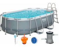 Basen stelażowy Bestway 56620 (427x250x100 cm) z filtrem wkładowym, drabinką, termometrem i dozownikiem w zestawie