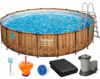 Basen stelażowy Bestway 56977 (549x122 cm) z filtrem wkładowym, drabinką, pokrywą, termometrem i dozownikiem w zestawie