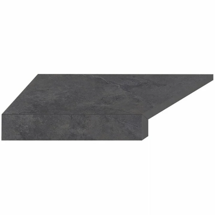 Narożny element typu L płytki basenowej brzegowej Aquaviva Dusk Antracite, 600x345x50 (20) mm (lewy/45°)