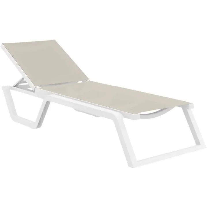 Leżak Aquajoy Rio PRO, biały z szaro-brązowym