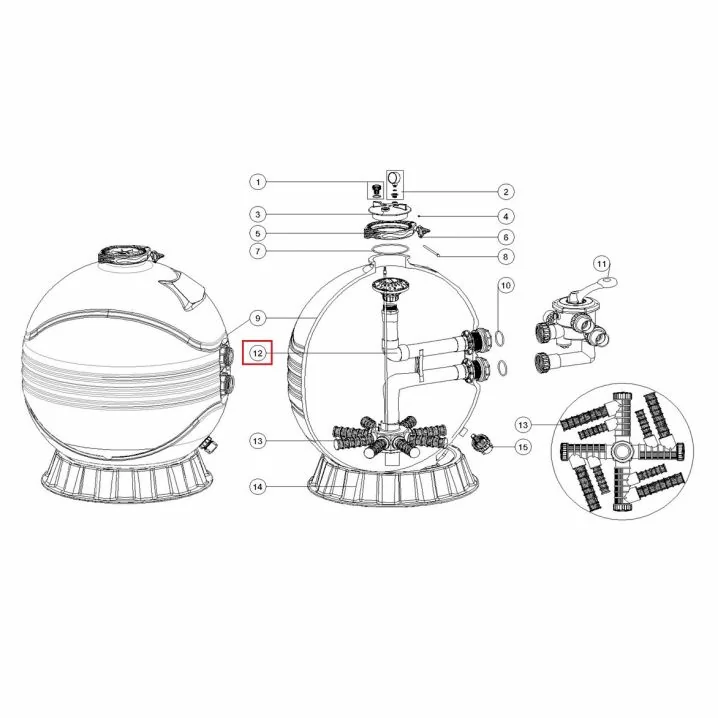 Kolektor z rurą do filtrów Emaux MFS31
